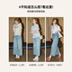 KUHNMARVIN Washed Blue Wide Leg Jeans Women's 2025 Summer New Small-Style Friendly Crispy Pants K38103 Blue L