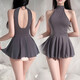 Glace Silk Sexy Pyjamas minikirt Robe de datation de femmes 6626 Black Strap Ice Silk [Cheongsam + T-Trouders] + Black Stockings New Year Christmas