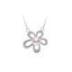 Oshiman Jewelry Oblate White Pearl Necklace Flower Shape Pendant Shining Side Stone Simple 925 Silver Sun Hwan