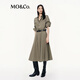 MO /CO. [C+ Serie] Kleid 2025 Herbst Neues Produkt Wash Wasser Baumwoll -Werkzeugrock mit Gürtel MBE3DRS007 Olivengrün S /160