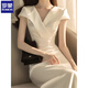 
Lomond acetate satin white dress for women in summer upper class high-end exquisite temperament goddess style super good looking white dress XL [Suggested 115-125Jin [Jin equals 0.5 kg]]
