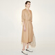 
LESS spring cotton skirt for women casual temperament V-neck waist short-sleeved dress 2N3G14110 254/paper brown XS