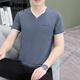 Jeep Spirit Summer Thin Men's V-Neck T-shirt à manches courtes à manches courtes Coton Coton Slim décontracté et polyvalent à demi-manche à manches à manches à manches vertes clair Q694 CARQUE COURTE M M