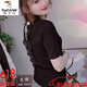 Woodpecker (Tucano) Baumwolle kurzärmeliges T-Shirt für Frauen 2025 Sommer Fashion V-Ausschnitt Koreanische Version Lace Hollow Design Rückenless modisches Top White L.