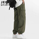 JEEP SPIRIT Jeep pure cotton overalls men's 2025 autumn and winter American casual pants men's pants black XL