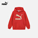 Puma's new children's winter long-sleeved sweatshirt with hood, warm and fashionable, Chinese red 60601 170