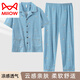 
Catman (MiiOW) men's pajamas summer pure cotton short-sleeved trousers thin loose plus size dad cardigan plus size home clothing set HM3884 blue L Recommended 100-120 Jin [Jin equals 0.5 kg]
