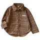 Boys' label corduroy shirt spring 2025 new children's long-sleeved shirt Korean style top jacket for children coffee color 130