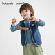 Balabala children's clothing children's vest 2025 autumn and winter new style plus velvet to keep warm and can be worn outside boys and girls baby vest polar fleece blue and green tone 00484 130