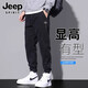 吉普（JEEP）夏天牛仔裤男士宽松束脚九分裤2025新款夏季薄款黑色休闲裤子 9859灰色 XL