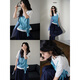 Couleur large (kuose) Jaune Faux T-shirt T-shirt Top Top début d'été 2025 Été Nouveau femme à manches courtes lâches Bleu clair 5012 M