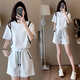 Hengyuanxiang Casual Sportswear Set für Frauen 2025 Sommer neuer Off-Shoulder-Kurzhülsen kleine Hochtülen-Shorts Zwei-teilige Set Black M [Vorgeschlagen 95-105jin [Jin entspricht 0,5 kg]]