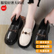 Satchi Light Luxury Loafer Schuhe echtes Leder aus der Britin Britisch -Low Heel Single -Schuhe weicher Leder Soft Sohle faule Schuhe Dicke Sohle kleine Größe Frauenschuhe große Größe von Schwarz W23YA3882BQ 31