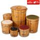 LISM solid wood rice bucket 50 Jin Jin equals 0.5 kg, sealed, moisture-proof 100 Jin Jin equals 0.5 kg Rice storage box household noodle bucket rice cylinder 20 Jin Jin equals 0.5 kg 30 Jin Jin equals 0.5 kg cedar black walnut (drum-shaped)_meter capacity (10_kg_20