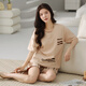 
Yalu summer women's short-sleeved cotton pajamas can be worn outside 100 pure cotton home clothes loose summer casual card Y9855 M