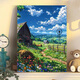 
Yunshun DIY digital oil painting landscape flowers hand-painted oil painting coloring living room decoration painting children's hand-painted cartoon hanging paintings Miyazaki's summer [Sky] 30*40 [Brush + pigment + inner frame]