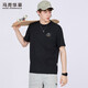马克华菲（FAIRWHALE）金丝刺绣圆领短袖T恤男装2025夏季新款潮流黑色短t上衣1506 黑色 001 S 165