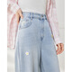 
IEF/Aiyifu pants 2025 summer new Korean version sweet girl style bow printed denim wide-leg pants denim blue M