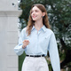 Baitu Betu Women's Clothing 2025 Autumn New Short Chaqueta corta 100% Algodón delgado Camisa casual para mujeres 2507T33 Azul M