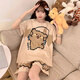 SMVP2025 Neuer Sommer-Pyjama für Frauen kurzärmelige Shorts Kapibala Anzug Casual Plus großer Cartoon Home Clothing 281# Milch Tea Bala + 693 Black Smiley Face M [Vorschlagen 70-95jin [Jin gleich 0,5 kg]]