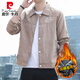 
Pierre cardin 2025 new men's lapel jacket retro jacket thin shirt suede spring and autumn gown youth clothes [Autumn and winter style] K12806 black [quality plus M