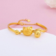 Yage Gold Hello Kitty Bracelet 999 Gold KT Cat Bell Bracelet Adjustable Half Bracelet for Girlfriend KT Cat 5.16g