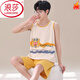Langsha (Langsha) Summer Junior High School Boy Boy Pajamas Pyjamas and Pantals Men Big Children Children Coton Pure Coton mince Viete sans manches Suit garçon Vêtements à la maison Love Vest 1365 RAMP M Version d'adolescence (dans les 148 hauteurs, 60-70jin [Jin est égal à 0,5 kg]))