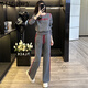 Magiopy International Luxury High-End-Marke Europäische Modemarke Casual Sports Set 2025 Springstil Mode Buchstaben Grau graues zweiteiliger Set (100jin [Jin Equals 0,5 kg]))