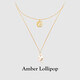 Amber Lollipop Light Luxury Jewelry Necklace Women's Double Layer Pendant Necklace Anniversary Birthday Gift for Girlfriend and Wife