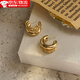 French retro high-end earrings, feminine commuter earrings, simple semicircular hollow line heavy earrings, gold