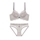 Victoria's style sexy secret French sexy lace underwear women's thin push-up big breasts slimming large size bra set gray purple suit 75C 34