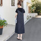 Sibushe Fake Twip T-shirt jupe T-shirt 2025 Été Nouvelle femme mode Casual Style Round Contrast Pullover Robe