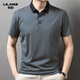 Lilang men's lapel short-sleeved T-shirt summer striped young and middle-aged business casual POLO shirt ice silk breathable top blue 13691 2XL 185