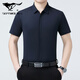 Sieben Wolf Mulberry Silk Short Sleeve Shirt Herren Sommer Neues Freizeitgeschäft No Bügelhemd mit mittleren Alter dünne halbärmelige Top 6913 Graues Grün 4xl 195/135