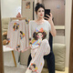 雅鹿2025新款睡衣女夏季莫代尔带胸垫短袖可爱卡通可外穿家居服三件套 RM3519 蝴蝶结女孩 固定胸垫 M