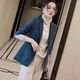 Luo Meng 2025 Spring and Autumn New Style Waist Fit Suit Jacket Design Niche Slim Casual Suit Women's Fashion Blue-1 234 Styles XL Recommended 100-110 Jin Jin equals 0.5 kg