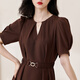 Missshine 2024 AUTOMNE NOUVEAU STYLE ÉLECTURE ROUGE ROUGE ROUGE ROUGE ROUGE COURT SURMÉLIE LIGENTE LIGENTE 1278 BROWN S