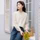 Xiangying Lyocell Tencel white shirt for women 2026 spring new temperament shirt stand-up collar long-sleeved embroidered top Lubai M 160/84A/95-110Jin Jin is equal to 0.5 kg