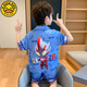 G.Duckkids Детская пижама для мальчиков Лето тонкий стиль мальчик с короткими рукавами с короткими рукавами шелк мультфильм среднего размера детская детская домашняя одежда набор домашней одежды Ледовый шелк короткий набор G6627# Yugui Dog 170 Размер 8 [Предложенный рост 100-110 см]]