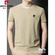 Pier Cardin High-End Mulberry Seide Kurzärärmelte T-Shirt für Herren Sommer neuer runder Nacken Feste Farbe Dünne Mode vielseitig großer Größe Casual T-Shirt 13578 Grau M 165 [Empfohlen 100-120 Jin [Jin entspricht 0,5 kg]]