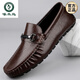 
Woodpecker 2025 summer new men's business casual leather shoes with one foot, soft sole bean shoes, men's loafer shoes Korean style versatile MT9922 black 38