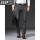 JEEP SPIRIT Jeep Jeep Men's Summer Men's Pants Loose Straight High-End Elastic Middle-aged Deep Elastic Long Trousers Spring and Autumn Black Gray-679- 29 Size [Wait circumference 2.2 feet]