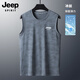 JEEP SPIRIT ice silk cool vest men 2025 summer thin loose sports vest sleeveless T-shirt men gray 6XL [Suggested weight 150-160 Jin [Jin equals 0.5 kg]]