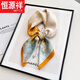 
Hengyuanxiang new Korean version of silk scarf small square scarf women's decoration versatile retro Japanese and Korean version of literary scarf retro temperament Oil painting girl - light gray light luxury products popular this year