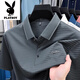 Playboy High-End Ice Seide Kurzärärmelte T-Shirt für Herren Sommer Neu gestreiftes Lapel Dad Outfit Business Casual halbärmelte Polo-Shirt 9922 Black S 165/80A