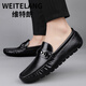 WEITELANG维特朗2025新款男士豆豆鞋软底耐磨透气驾车鞋休闲皮鞋男一脚蹬懒人 MT9921黑色 38