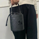 MLBNY New York Yankees Dark Pattern Presbyterian Drawstring Renovation Crossbody Small Bucket Bag Handbag Regular Women's Style Black + Gift Bag