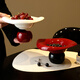 Shimmer fruit plate, high-end living room, household fruit plate, coffee table, snack display plate, high foot plate, snack plate, dry fruit plate, lotus leaf fruit plate, black background and red leaves