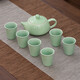 Celadon handle teapot Kung Fu tea set ceramic household simple teapot tea cup complete set Japanese style small set 7-head celadon hand holding pot flat cup