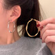 S925 Silver Needle Large Circle Earrings Feminine and High-end Earrings 2025 New Hot Style French Internet Celebrity Earrings for Women Large Circle Earrings Feminine and High-end Earrings